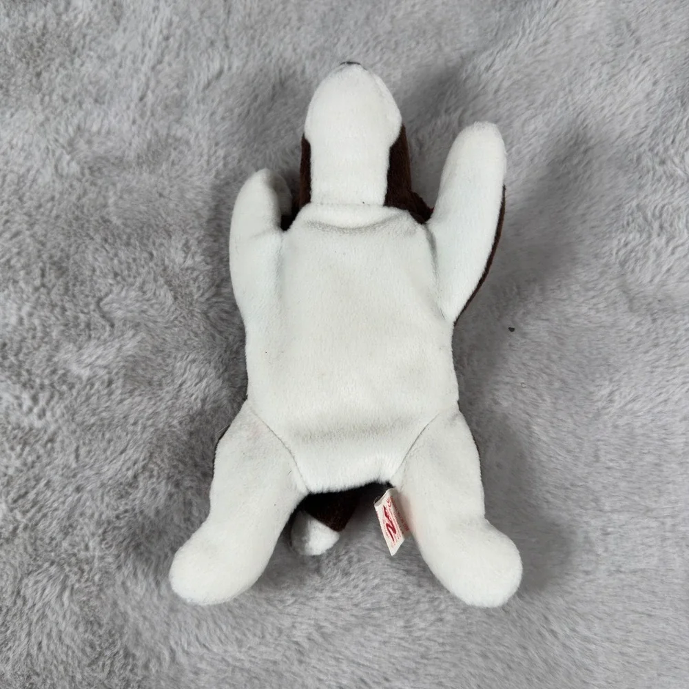 Ty‎ Beanie Baby Bruno the Bull Terrier Dog Brown White Plush Vintage 1997